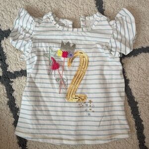 Mud Pie birthday 2 year old Short Sleeve Tee with Sparkly Number
